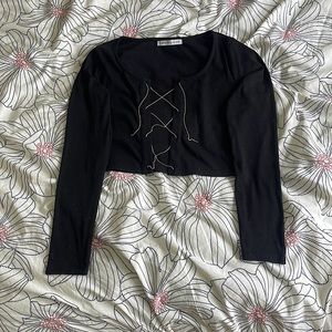 Jordyn jagger black long sleeved top. Size M. Open front.